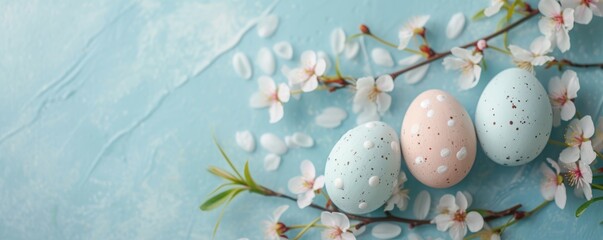 Fototapeta na wymiar Easter eggs with flowers background.