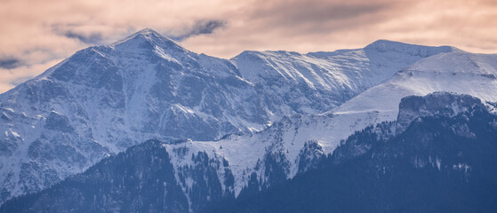 Scenic landscape of Bucegi mountains in the Romanian Carpathians