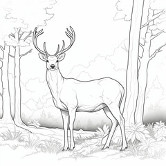 Deer Standing in Woods. Generative AI