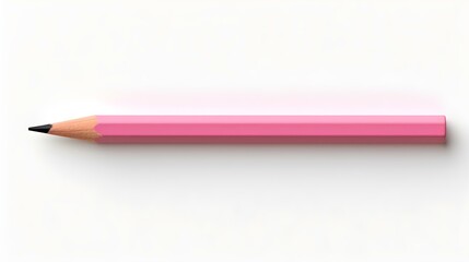 Pink Pencil on a white Background. Education Template with Copy Space