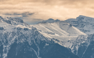 Scenic landscape of Bucegi mountains in the Romanian Carpathians