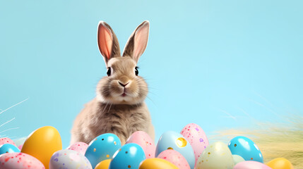 Obraz premium A happy white Easter bunny