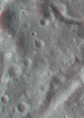 Lunar surface 3d anaglyph of  the floor of the Komarov crater. Use red/cyan 3d glasses. Image from...