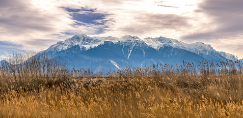 Scenic landscape of Bucegi mountains in the Romanian Carpathians