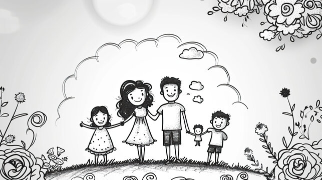 black and white art of beautiful greeting card,banner or poster for Parents day. mothers day , fathers day
