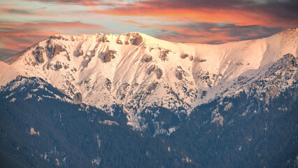 Scenic landscape of Bucegi mountains in the Romanian Carpathians