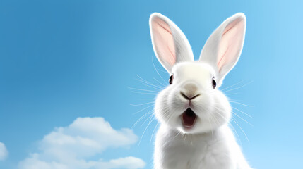 Obraz premium A happy white Easter bunny