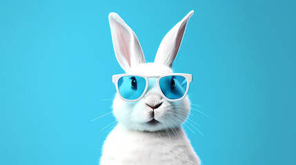 Fototapeta premium A happy white Easter bunny