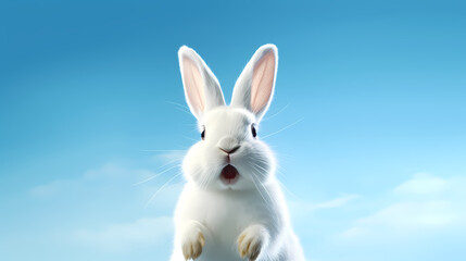 Obraz premium A happy white Easter bunny