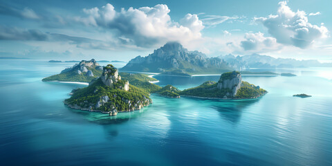 A serene archipelago with azure waters