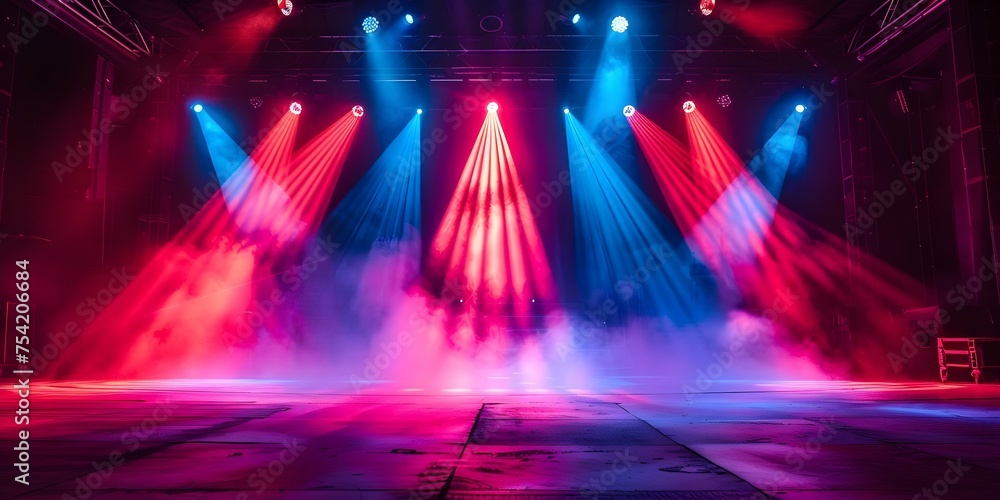 Poster vibrant stage lighting: creating dynamic visual effects for entertainment. concept stage lighting ti