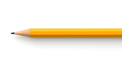 Yellow Pencil on a white Background. Education Template with Copy Space