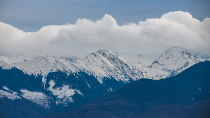 Scenic landscape of Fagaras mountains in the Romanian Carpathians