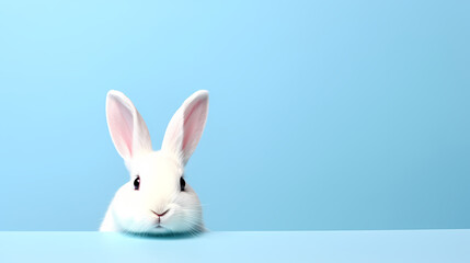Fototapeta na wymiar A happy white Easter bunny