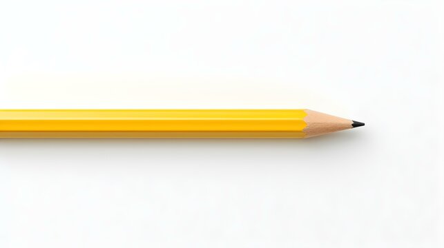 Yellow Pencil on a white Background. Education Template with Copy Space