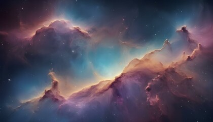 Cololrful outerspace shot of galaxy cloud nebula. Stary and colorful night cosmic background. Supernova AI generated wallpaper. - obrazy, fototapety, plakaty