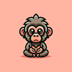 Baboon-Cute-Mascot-Logo-Illustration-Chibi-Kawaii is awesome logo, mascot or illustration for your product, company or bussiness