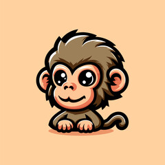 Baboon-Cute-Mascot-Logo-Illustration-Chibi-Kawaii is awesome logo, mascot or illustration for your product, company or bussiness
