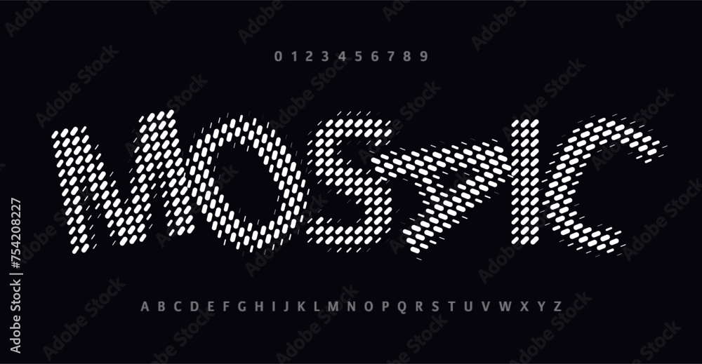 Aufkleber Unusual abstract grid alphabet, experimental grid line font for creative logos, contemporary headlines with a stunning, offbeat vibe. Unique abstract typographic design. Vector typeset.