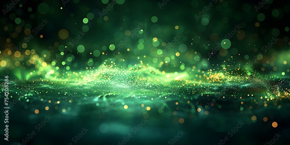 Poster creating a stunning background banner with abstract green flare and lighting effect. concept backgro