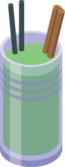 Gin green drink icon isometric vector. Martini party. Alcoholic cocktail