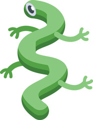 Green snake monster icon isometric vector. Scary baby fun. Creature face kid