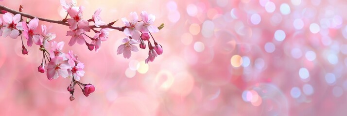 Sakura flower branch against a bokeh background