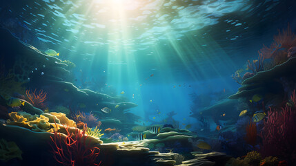 Fototapeta na wymiar Underwater realistic landscape wallpaper