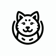 Cute shiba inu dog paws up over wall, vector illustration logo icon sticker tattoo.