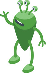 Green alien color icon isometric vector. Creature animal. Monster tooth child