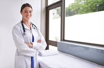 Portrait, confident doctor or smile in healthcare, medicine or wellness as trust, clinic or...