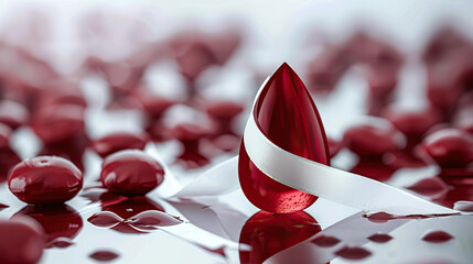  world blood cancer day, leukemia , 28 may, world hemophilia day , 17 april , awareness of blood cancer , september month , 3d blood drop with white ribbon 