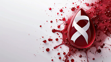  world blood cancer day, leukemia , 28 may, world hemophilia day , 17 april , awareness of blood cancer , september month , 3d blood drop with white ribbon 