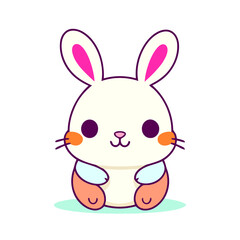 Obraz na płótnie Canvas a cute mascot Rabbit logo, simple, vector art, flat design, white background