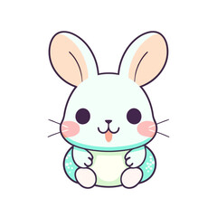 a cute mascot Rabbit logo, simple, vector art, flat design, white background