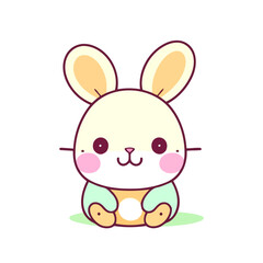 a cute mascot Rabbit logo, simple, vector art, flat design, white background