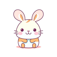 Obraz premium a cute mascot Rabbit logo, simple, vector art, flat design, white background