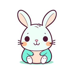 a cute mascot Rabbit logo, simple, vector art, flat design, white background