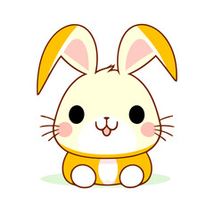 a cute mascot Rabbit logo, simple, vector art, flat design, white background