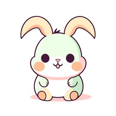 a cute mascot Rabbit logo, simple, vector art, flat design, white background