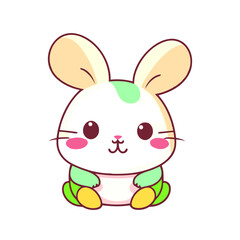 a cute mascot Rabbit logo, simple, vector art, flat design, white background