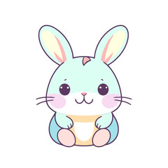 a cute mascot Rabbit logo, simple, vector art, flat design, white background