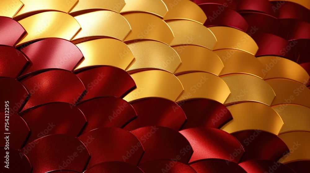 Poster This abstract image shows a pattern reminiscent of fish scales in maroon and gold, providing a unique background for design projects or as a concept for luxury products