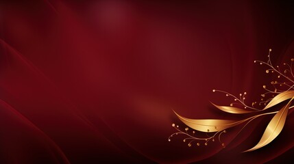 An ornate background with a deep maroon hue and shimmering gold accents in a flowing, abstract floral design, perfect for luxurious branding or upscale event invitations.