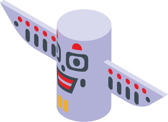 White eagle totem icon isometric vector. Stone american. Party mask