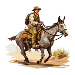 A mule riding adventure with a mule. Vector.