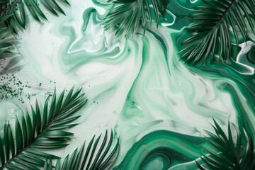 Green 3D Holographic fluid liquid 3D illustration twinkling Background future design