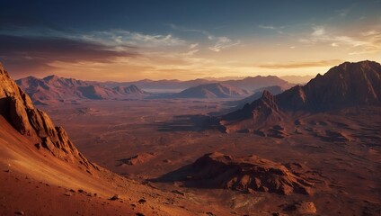 Fototapeta na wymiar Mountains view of planet Mars 