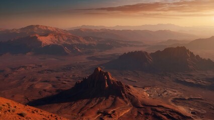 Naklejka premium Mountains in the planet Mars 