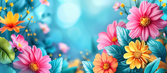 Beautiful flowers background, bright spring blossom design. AI Generative